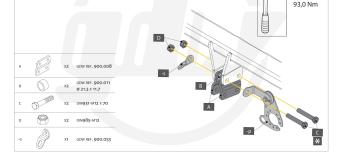 verlagings set trekhaak GDW vaste kogel