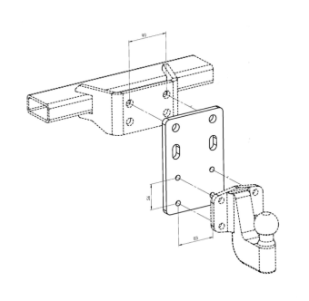 Anhängerkupplung Verstellplatte für Flanschkugeln mit 2 oder 4 Löchern