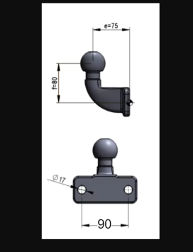 Anhängerkupplungkugel Flanschkugel 2-Loch 20,55 kN 350 KG Stützlast 3500 kg Schwerlastausführung mit hoher Stützlast