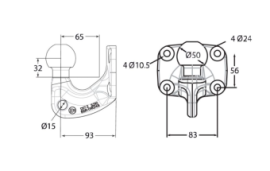 Anhängerkupplung Flanschkugel 4-Loch-Kugellager 375 Kilo 3500 Anhängelast mit hohem D-Wert 31 KN
