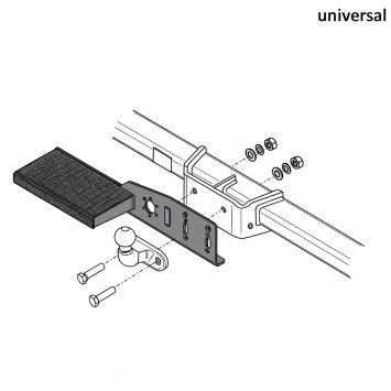 trekhaak opstaptrede links bij trekhaak trede