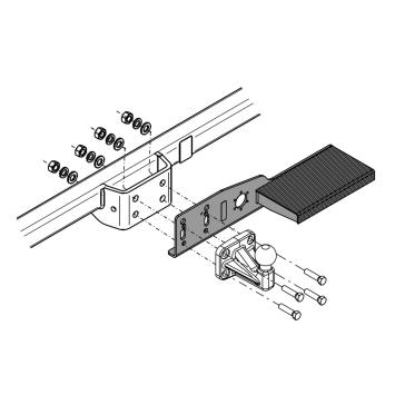 treeplank opstaptrede rechts achterop trekhaak