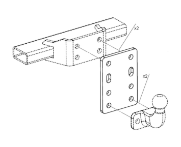 Anhängerkupplungs-Verstellplatte für höhenverstellbare Flanschkugel für 2-Loch-Flanschkugel