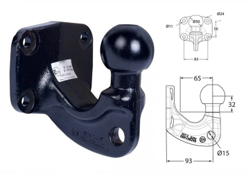 Anhängerkupplung Flanschkugel 4-Loch-Kugellager 375 Kilo 3500 Anhängelast mit hohem D-Wert 31 KN